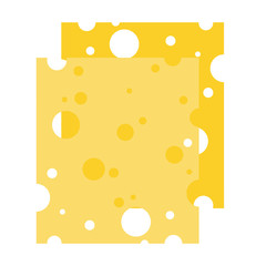 Two square pieces of cheese with holes vector flat isolated