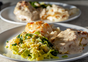Chicken with leeks in a white wine sauce