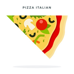 Slice of Italian pizza vector flat isolated