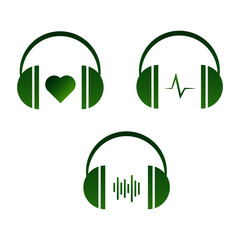 Green headphones with symbols - 256514462