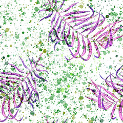 Tropical seamless pattern. Watercolor scattered pa