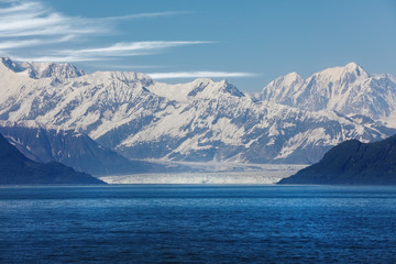 Fototapeta na wymiar Panoramic view on the Hubbard Glacier, Alaska