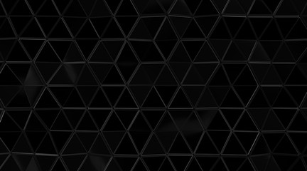 Abstract black triangular with white wireframe background, Line geometric. 3d Rendering