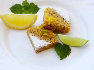 lemon pie on white background