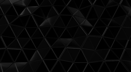 Fototapeta premium Abstract black triangular with white wireframe background, Line geometric. 3d Rendering
