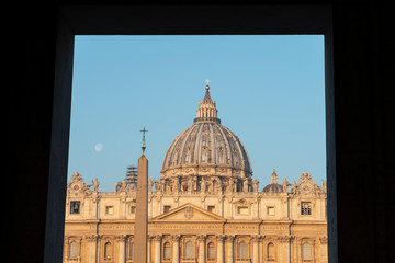 Vatican City, February 22, 2019: Saint Peter's Basilica facade.