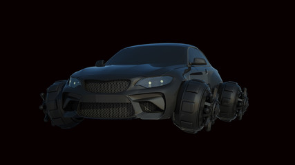 fantastic car isolated on black 3d rendering