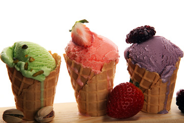 Set of ice cream scoops of different colors and flavours
