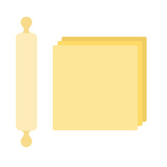 Puff pastry and rolling pin vector flat isolated