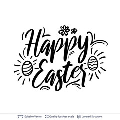 Obraz premium Happy Easter greeting text composition.