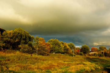 Thundercloud over the trees in summer