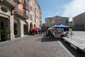 Panorama of the square of Casale Monferrato on 10 March 2019