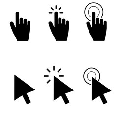 click icon, cursor vector, touch symbol, logo isolated on white background