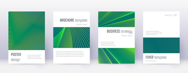 Fototapeta premium Minimalistic brochure design template set. Green a