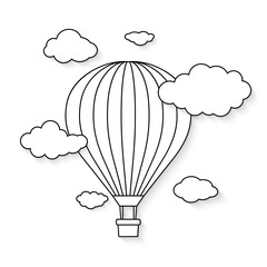 Hot air balloon with clouds for coloring book . Vector illustration © maribom