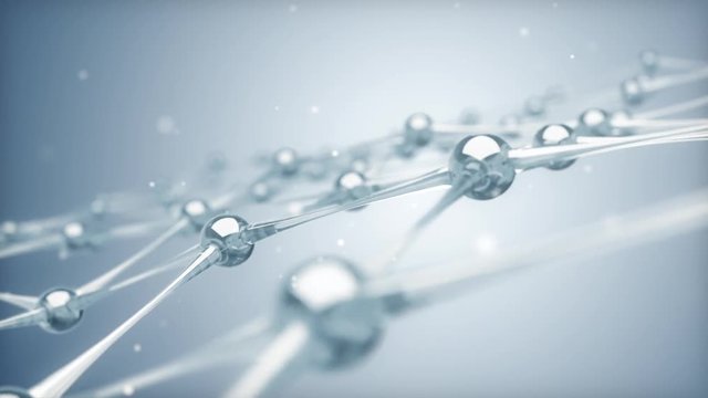 A network of molecules and atoms of glass and crystals constitute a single system. Seamless loop animation