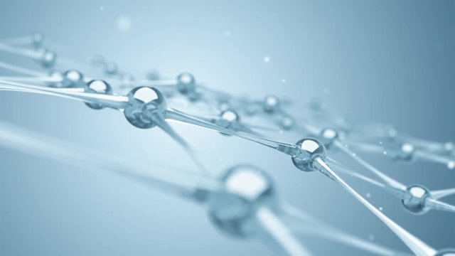 A network of molecules and atoms of glass and crystals constitute a single system. Seamless loop animation