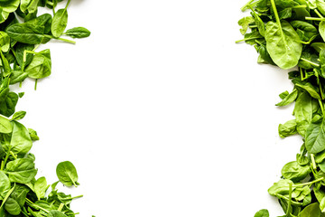 green salad mix for healthy food on white background top view mock up