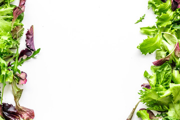 green and red salads for diet food on white background top view mockup