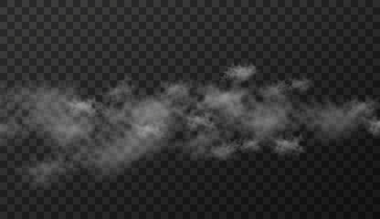 Vector illustration of white smoky clouds  isolated on transparent background