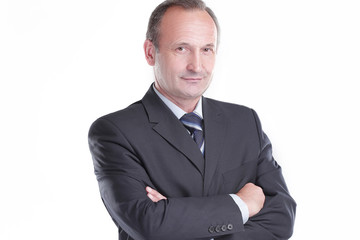 portrait of a successful businessman isolated on the light