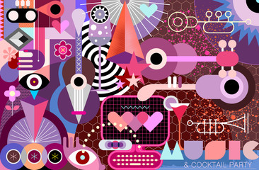 Music Festival and Cocktail Party vector illustration