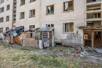 abandoned military buildings in city of Skrunda in Latvia