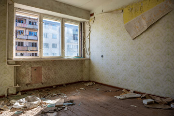 abandoned military buildings in city of Skrunda in Latvia