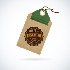 Natural organic food label on vintage paper