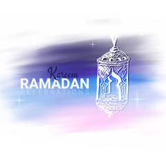 Muslim feast of the holy month of Ramadan Kareem. Vector illustration.