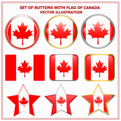 Bright background buttons with flag of Canada . Happy Canada day background. Bright buttons with flag.