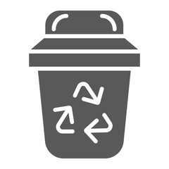 Garbage glyph icon, ecology and trash, bin sign, vector graphics, a solid pattern on a white background.
