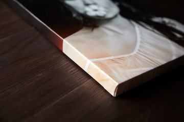 Gallery wrap, photography printed on glossy synthetic canvas and stretched on wooden stretcher bar,...