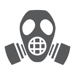 Radiation mask glyph icon, defense and respirator, gas mask sign, vector graphics, a solid pattern on a white background.