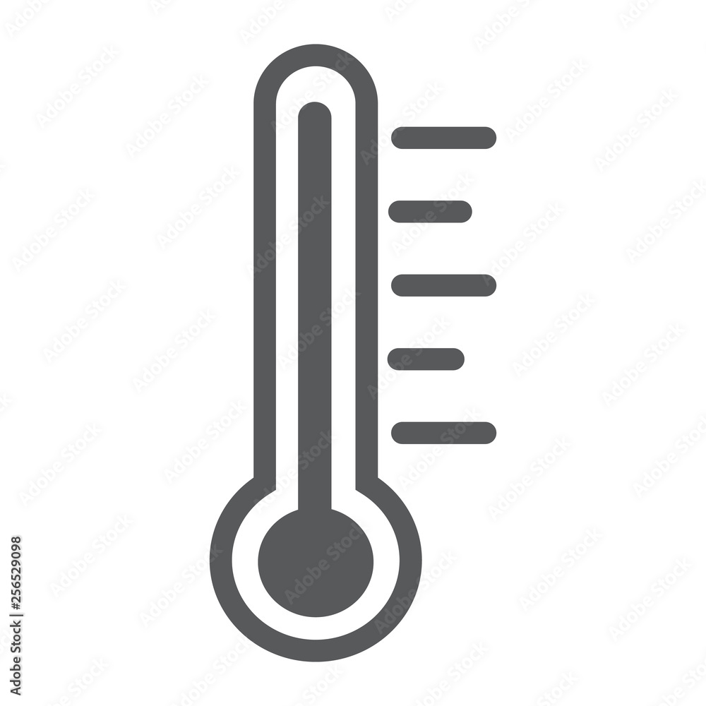 Poster thermometer line icon, measurement and instrument, temperature sign, vector graphics, a linear patte