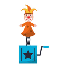 Joke suprise box with clown cartoon