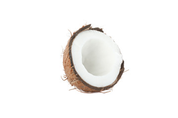 Half ripe coconut isolated on white background