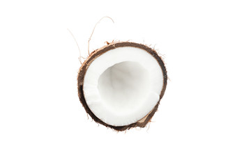 Half ripe coconut isolated on white background
