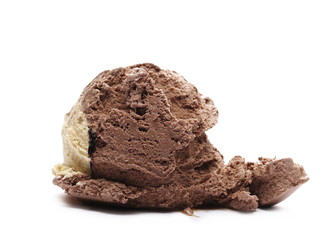 Chocolate ice cream ball isolated on white 
