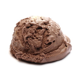 Chocolate ice cream ball isolated on white 