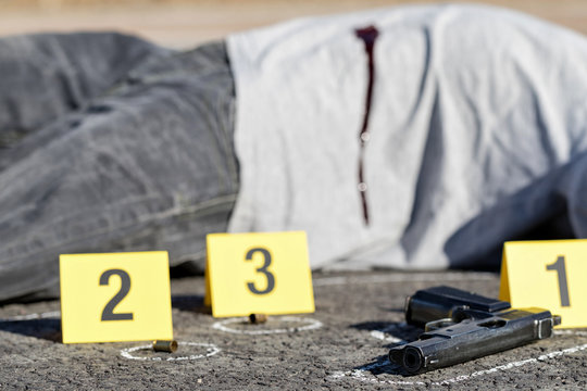 ID tents at crime scene after gunfight