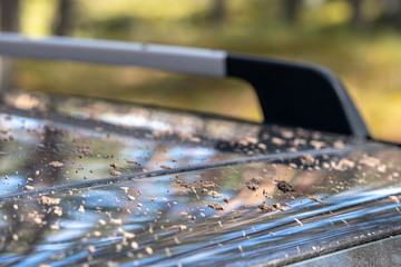 very dirty offroad car covered in mud