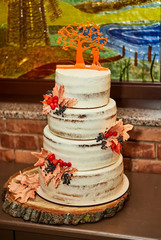 Obraz na płótnie Canvas wedding festive multi-storey cake in white tone