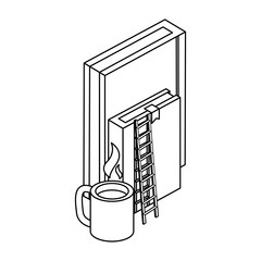 pile text books with stair up