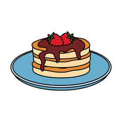 pancakes with chocolate cream and strawberries