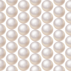 Vector realistic monochrome white pearls seamless pattern