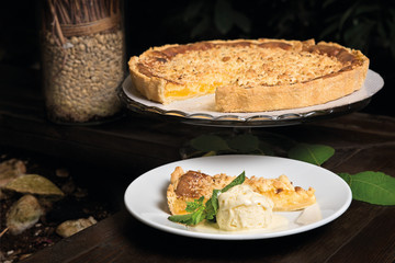 Lemon tart with mint