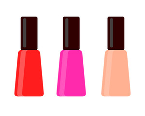 Colored nail polishes vector flat isolated