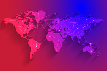 Colorful global network connection background, vector