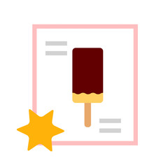 Fruit ice cream in chocolate icing vector icon flat isolated illustration